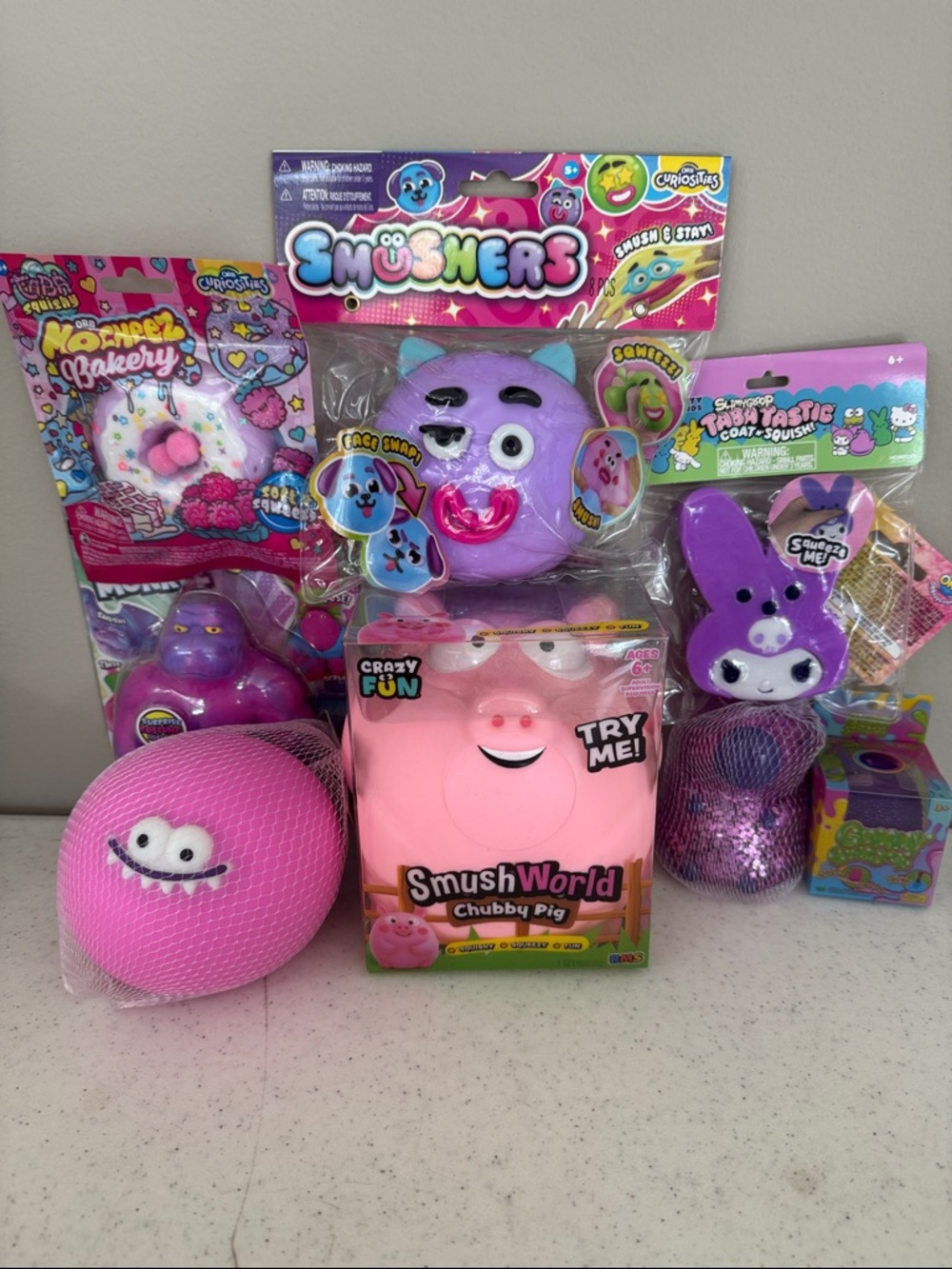Variety of Squishy Toys - Pink / Purple